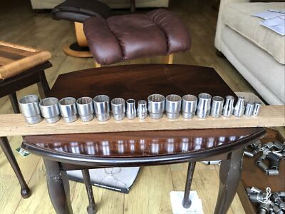 Job Lot Of 17 Facom Sockets Metric AF With 3/8  1/2  1/4  Drive.