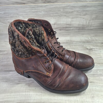 Bugatti Ankle Chukka Boots Brown Leather Lace Up D1993-4  Men's Size 44 / 11 US