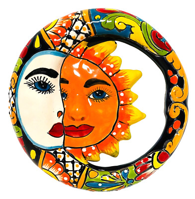 Mexican Talavera Sun & Moon Eclipse Wall Art 9''