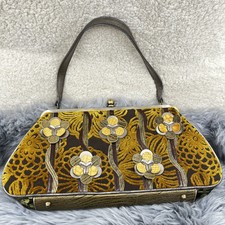 Vintage Spencer & Rutherford Floral Velvet Green Art To Wear Boho Kisslock Bag