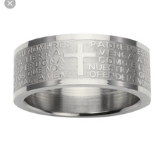 8mm TITANIUM BIBLE/CRUCIFX LORDS PRAYER BAND RING