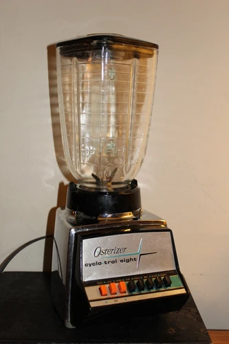 WORKS!-Oster Osterizer Cyclo-Trol Eight 547B Blender Vintage Chrome & Black MCM