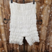 VTG Ruthad White Ruffle Lace Coquette Women's Elastic Bloomer Under Shorts