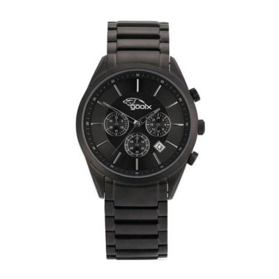 MENS GOOIX CHRONOGRAPH WATCH GX01141500 BLACK PVD STEEL CASE AND STRAP
