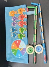 Melissa  Doug Catch  Count Wooden Fishing Game W/Bag Educational Preschool