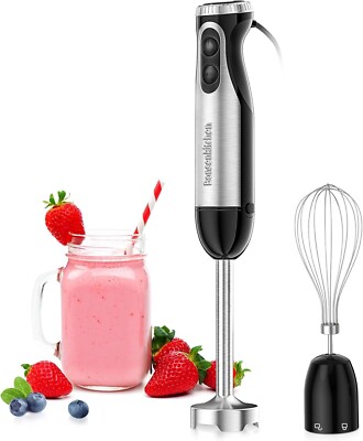 Immersion Handheld Blender with Whisk, 20-Speed & Turbo Mode Hand Blender Sti...