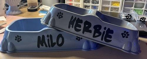 Personalised Double Dog/Cat Feeding Bowl Pet Gift Grey - Picture 5 of 5