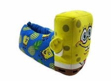 Spongebob Nickelodeon Youth Boy's Blue 3D Slip-on Plush Slippers Shoes: 11-5
