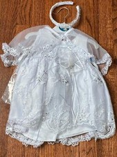 Baby Girls White Christening Baptism Dedication Dress Gown XS-S-M-L-XL/ 5636
