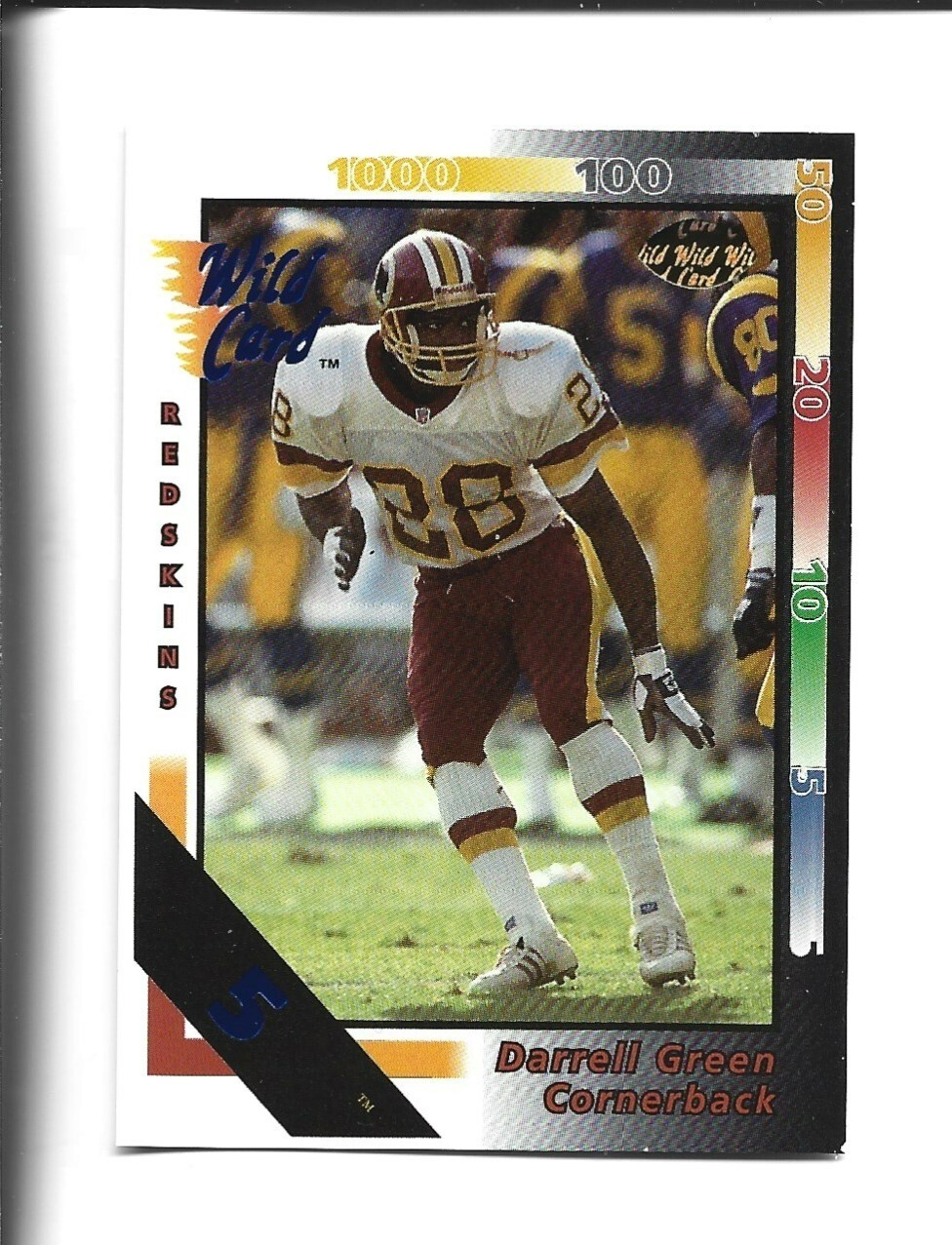 1992 Wild Card 5 Stripe #131 Darrell Green, Washington Commanders HOF