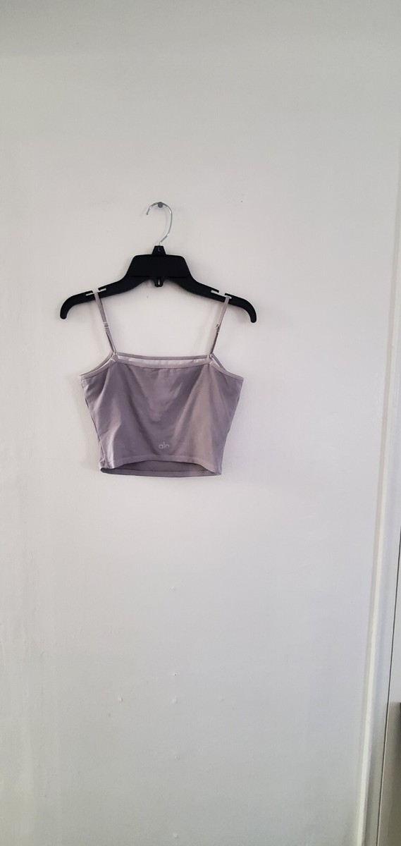 Alo Yoga Crop Top Tank Xs Vapor Grey Adjustable Straps Built In
