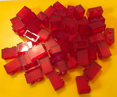 10 x LEGO Basic Fenster Stein 1x2 NEUWARE Klar Transparent Rot 3065 306541 3004