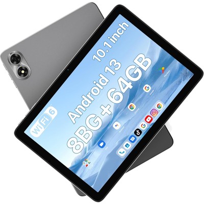 Multifunktionales 10,1 Zoll Tablet - 8GB RAM, 64GB Speicher, Android 13, Grau