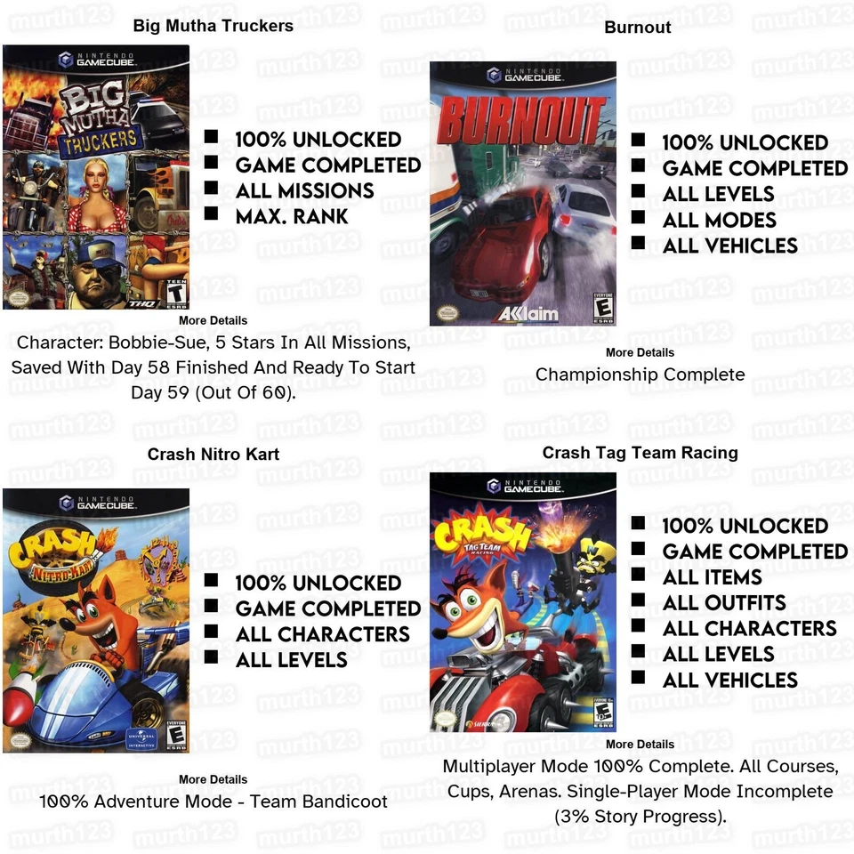 Mario Kart f zero gx Need For Speed All Cars 100% Gamecube Memory Card Racing - Image 3 of 4