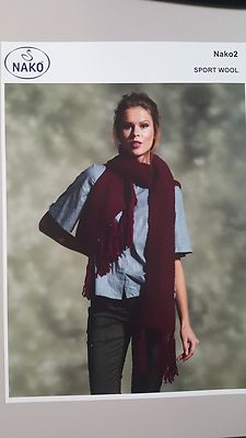 Nako Knitting Pattern #2 To Knit Scarf with Fringe in Sport Wool Yarn ...