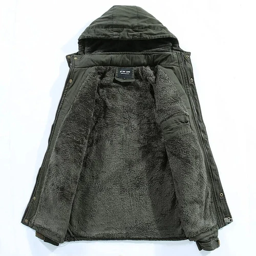 Männer Gewaschte Baumwolle Dicke Fleece Casual Winter Warme Jacke Parkas Mantel - Bild 4 von 30