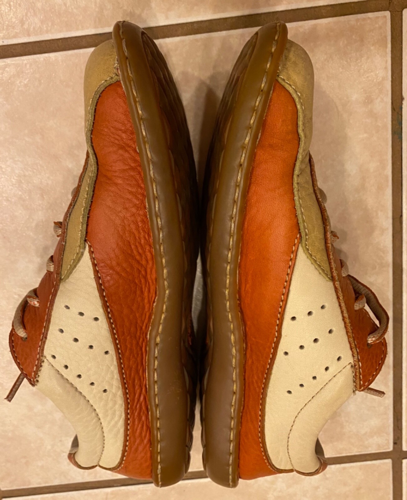 SAOLA Scarpe Oxford stringate Born~Hawkeye~pelle~donna US 7 EUR 38~verde arancione~RARO