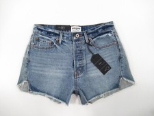 NWT UMGEE Women's Frayed Cut-Off Button-Fly Denim Shorts Size 27 D803