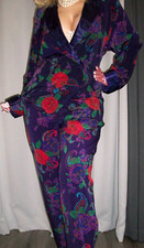 Vtg Victoria's Secret Purple Satin Floral Pajama Set L