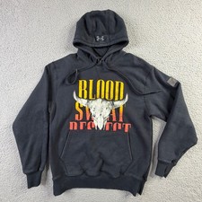 Under Armour Project Rock Blood Sweat Respect Bull Skull Black Hoodie Mens Small