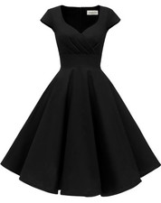 Hanpceirs Women's Cap Sleeve 1950s Retro Vintage Cocktail Swing Dresses S 4