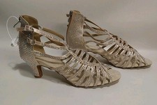 Women's US Size 11 Beige Ballroom Latin Dance Shoes Open Toe High Heels Rhine