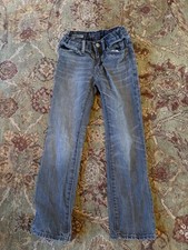 Gap Boys Sz 7 Slim Taper Black Charcoal Denim Jeans Stretch Adjustable Waist