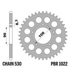 DUCATI F-1 750 1985-1987 pignon arrière PBR pas 530 38 Dents Acier C
