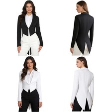 Frauen Schwalbenschwanz Smoking Jacke Formell Mantel Viktorianisch Uniform