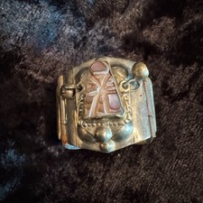 TAXCO MEXICO STERLING SILVER PANEL Ring Sz 9 ABALONE PANELS HIPPY CHIC