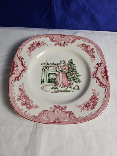 Johnson Brothers Old Britain Castles Square Christmas Santa 7.75" Dessert Plate 