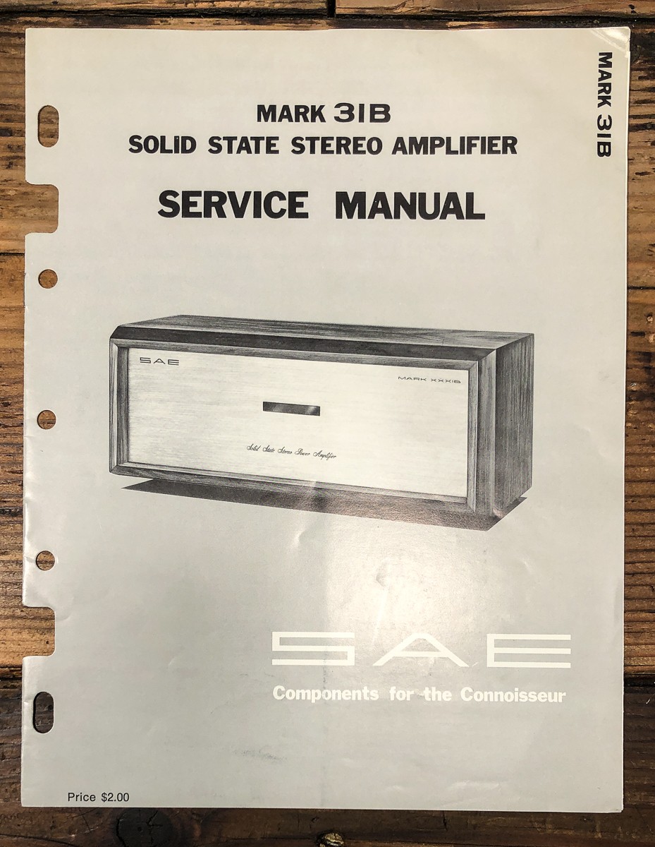 SAE MARK 31B Amplifier Service Manual *Original*