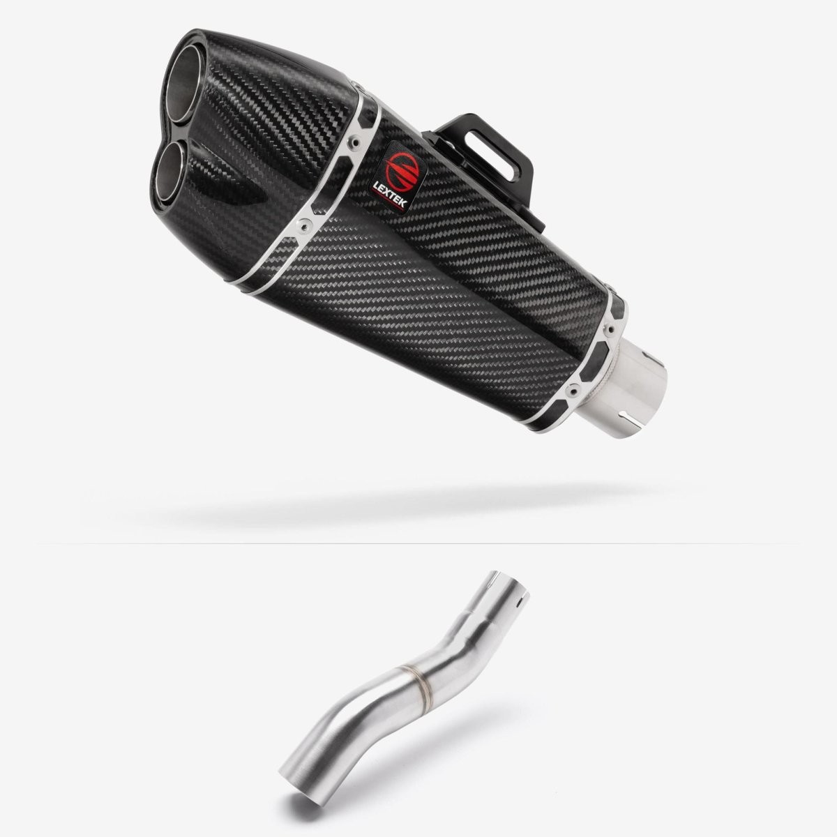 Lextek Carbon Fibre XP13C 210mm Exhaust with Link Pipe Silencer Black Polished