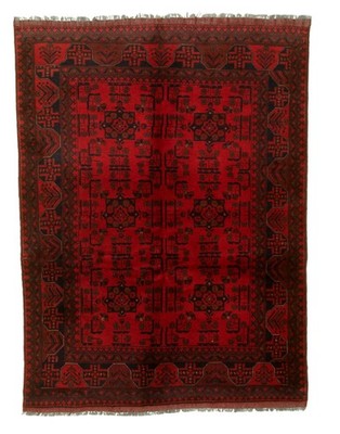 Traditional Hand-Knotted Geometric Area Rug 4'9'' x 6'5'' Oriental Wool Carpet