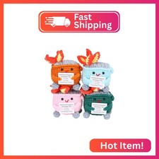 Emotional Support Crochet Dumpster Fire with Positive Card Cute Room Decor Knitt