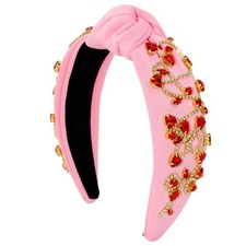 Valentine's Day Rhinestone Heart Pink Headband Knotted Hair Accessory