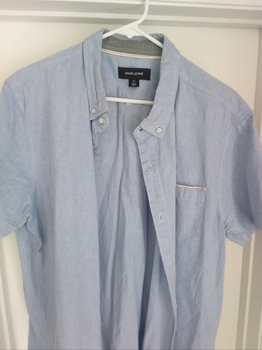 ADAM LEVINE BUTTON DOWN CASUAL SHIRT (XL) Powder Blue S Sleeve - Afbeelding 8 van 8