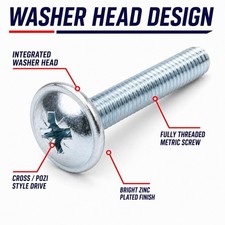 M4 M5 M6 Washer Head Machine Screws DIN 967 BZP Zinc Plated Steel Bolts Pozi