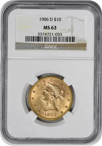 1906-D $10 Gold Liberty Head MS63 NGC