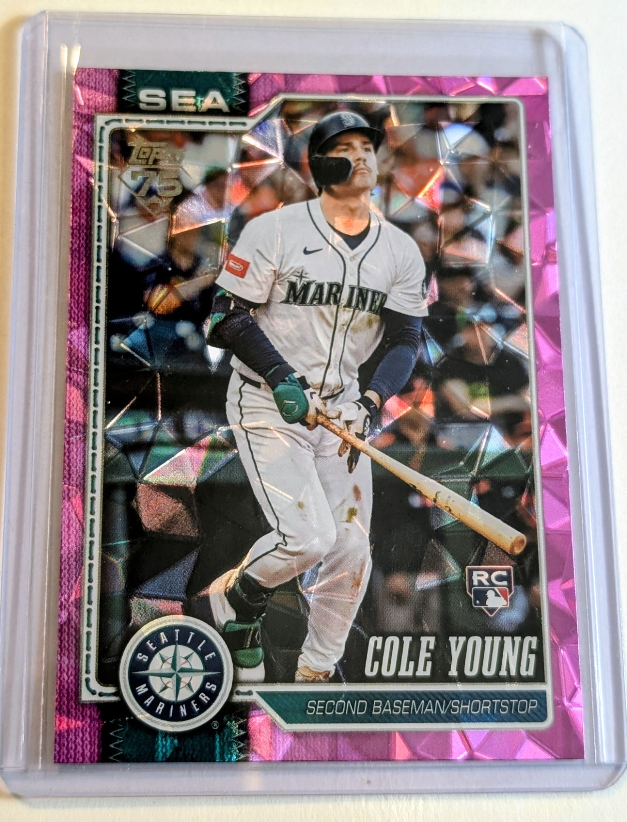 Cole Young 2026 Topps Rookie Card Pink Diamante Foil #129 Centered Mint to Gem