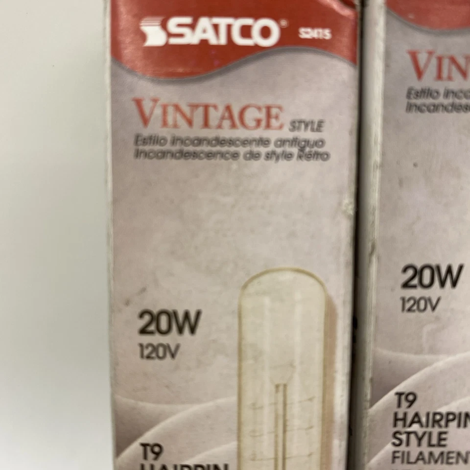 2-Pack Satco Vintage T-9 Bulb, 20 Watt Hairpin 120 Volt - New! - Image 2 of 3