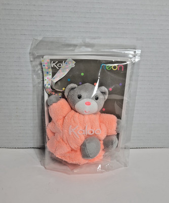 Kaloo Mini Neon Plume Stuffed Bear Orange Gray New Sealed
