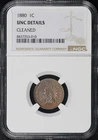 1880 Indian Head Cent NGC UNC Details Cleaned - Scarce in High Grades!
