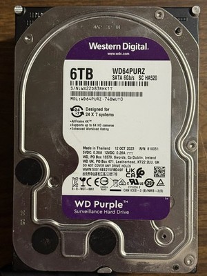 WD Purple 6TB HDD WD64PURZ 3.5'' SATA Surveillance Hard Drive 6Gb/s 2023