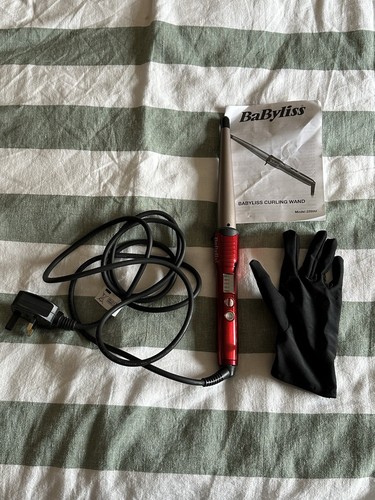 BaByliss Ceramic Curling Wand - Red, Adjustable Heat Settings