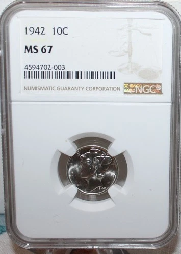 1942 Mercury dime NGC MS67