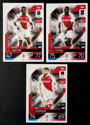 AS Monaco - 3 Sammelkarten - Martins, Fofana, Henrique