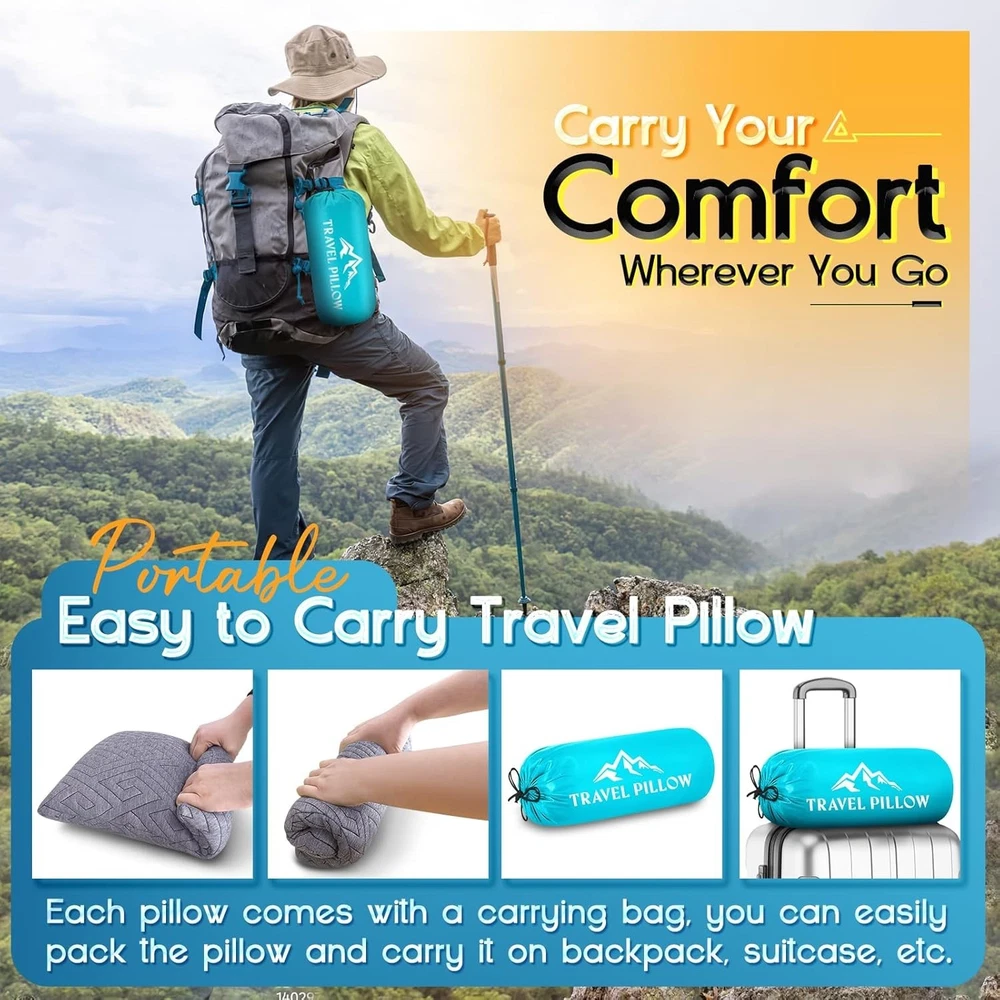 Travel Pillow Memory Foam Small Pillow for Camping Airplane Car Support Travel Pillow Memory Foam Small Pillow for Camping Airplane Car Support