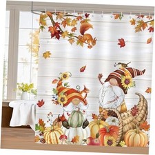Fall Gnome Shower Curtain, Thanksgiving 72"W x 72"L Pack of 1 Fall Gnomes-2