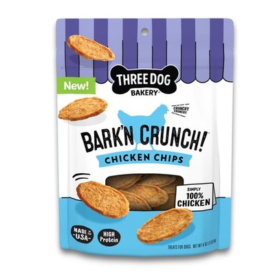 Three Dog Bakery Bark'N Crunch! Chicken Chips with 100% Real Chicken 4oz
